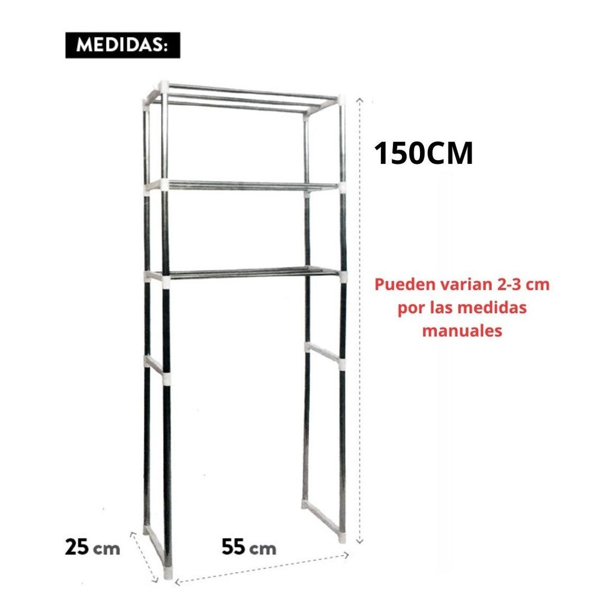 GENERICO - Estante Organizador Vertical de Baño con 3 Niveles Ajustables