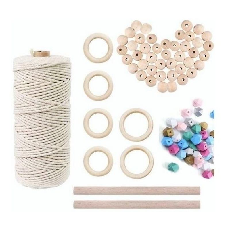GENERICO - Cordón de algodón natural para macramé y manualidades 100m