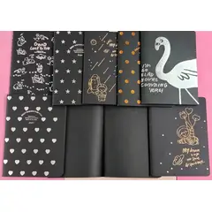 GENERICO - Set Creativo de Libretas Negras con Lápices y Washi Tape