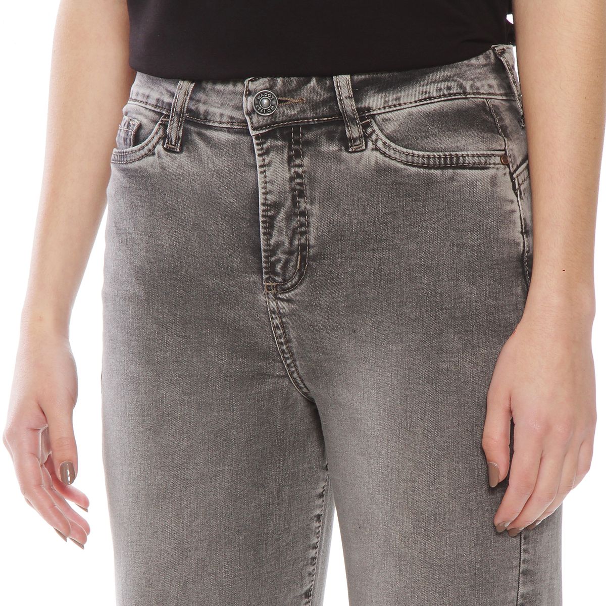 WADOS - JEANS RECTO TIRO ALTO PRETINA BASICA 1 BOTON BASTA DESPEGADA