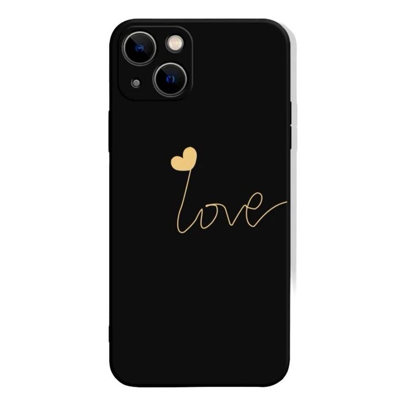 GENERICO - Funda Negra con Diseño Amoroso para iPhone 13 Mini