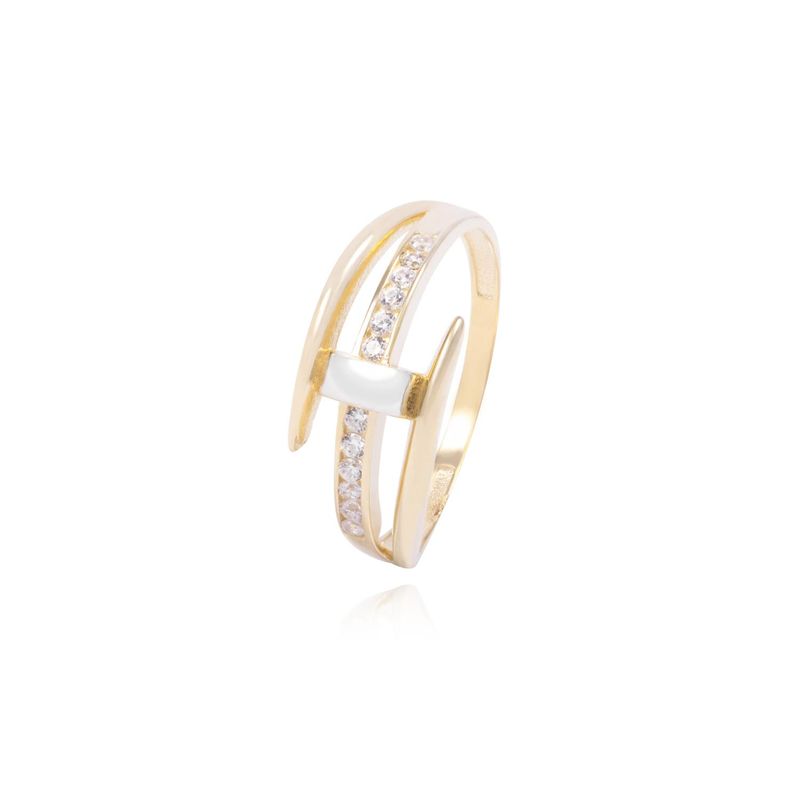 JB JOYAS BARON - Anillo de Oro 18Kt Entrelazado y Circon