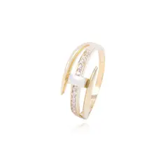 JB JOYAS BARON - Anillo de Oro 18Kt Entrelazado y Circon
