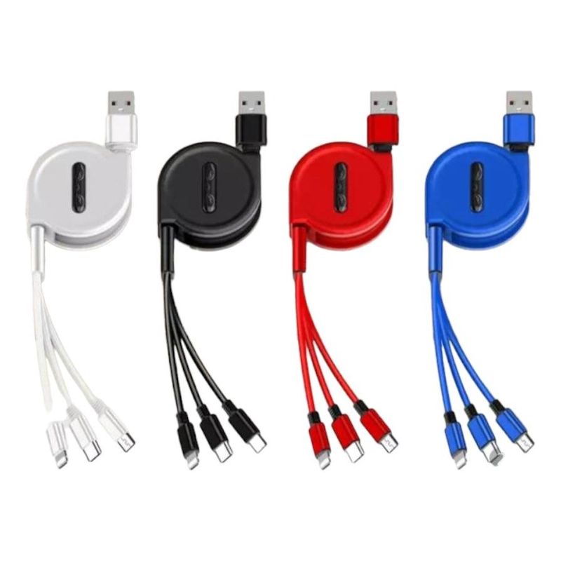 GENERICO - Cable 3 en 1 USB Tipo C Micro USB y Lightning 1 m