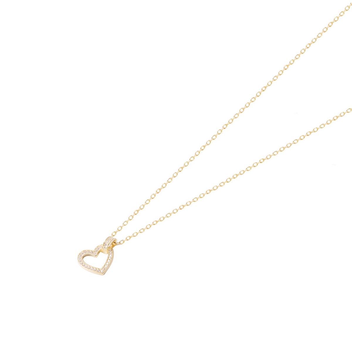 JB JOYAS BARON - Collar Revestido en Oro 18kt Corazón Brillante y Circonita