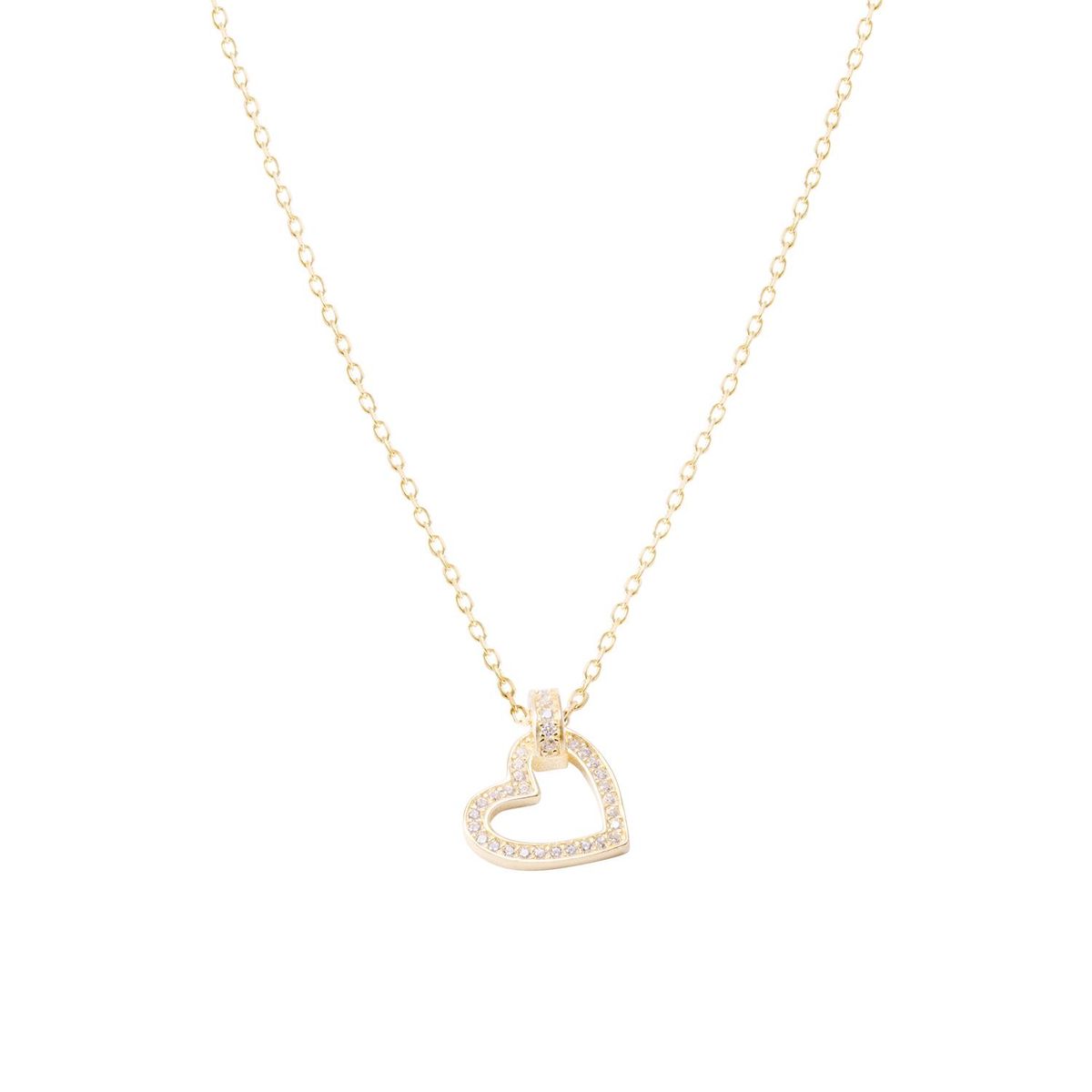JB JOYAS BARON - Collar Revestido en Oro 18kt Corazón Brillante y Circonita