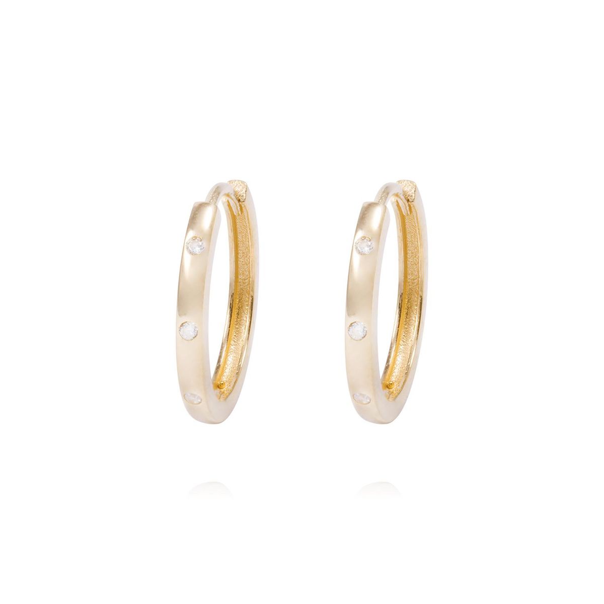 JB JOYAS BARON - Aros de Oro 18Kt  Argolla Circon Mediana