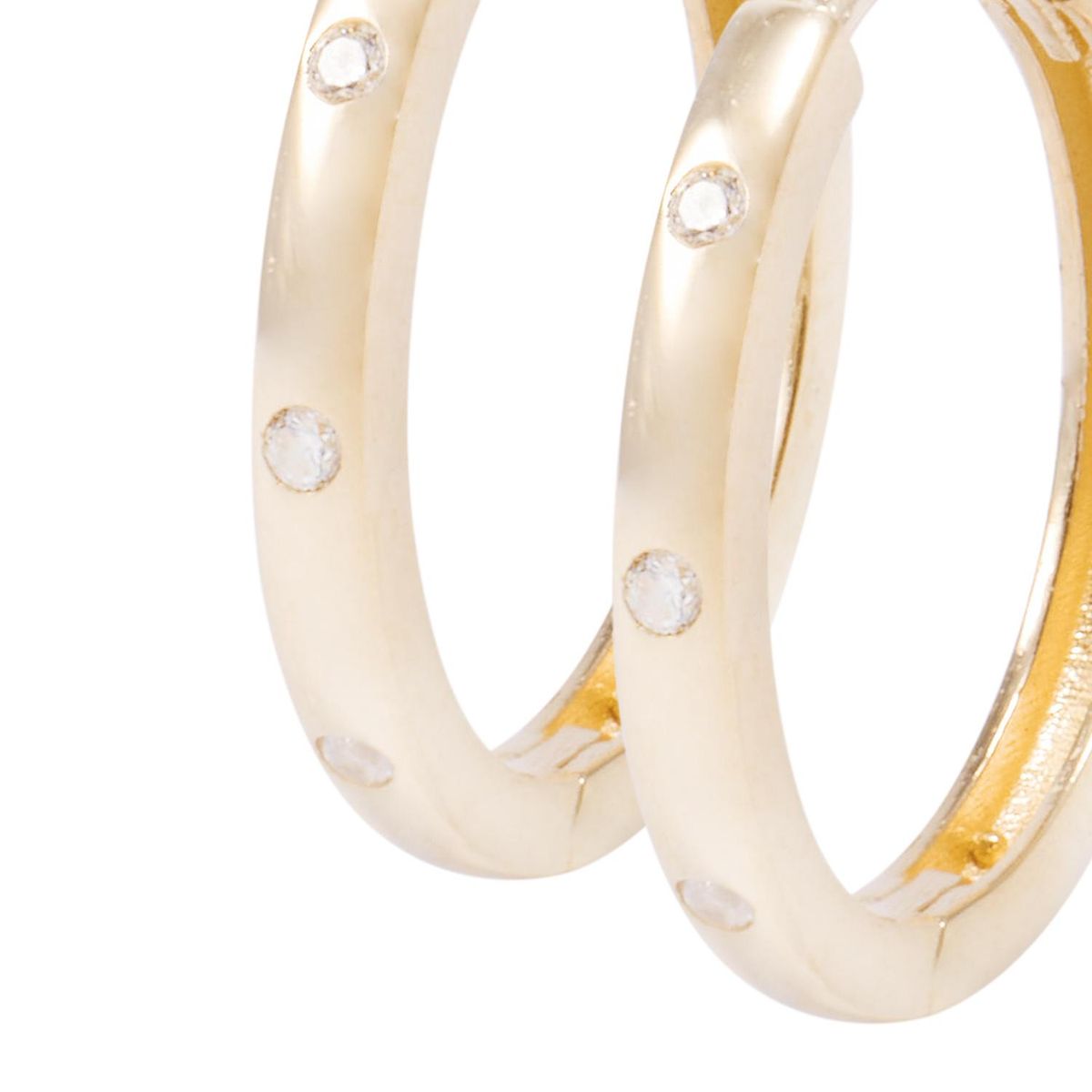 JB JOYAS BARON - Aros de Oro 18Kt  Argolla Circon Mediana