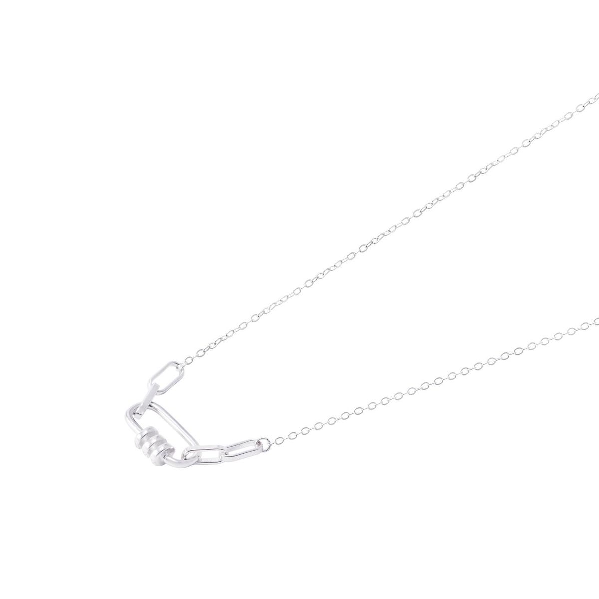 JB JOYAS BARON - Collar Plata Esterlina 925 Rectángulo y Círculos Circonita