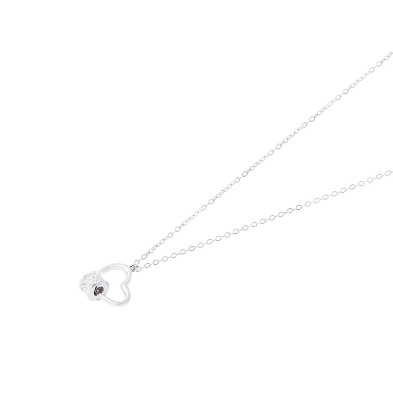 JB JOYAS BARON - Collar de Plata Esterlina 925 Corazón Círculos de Circón Giratorio