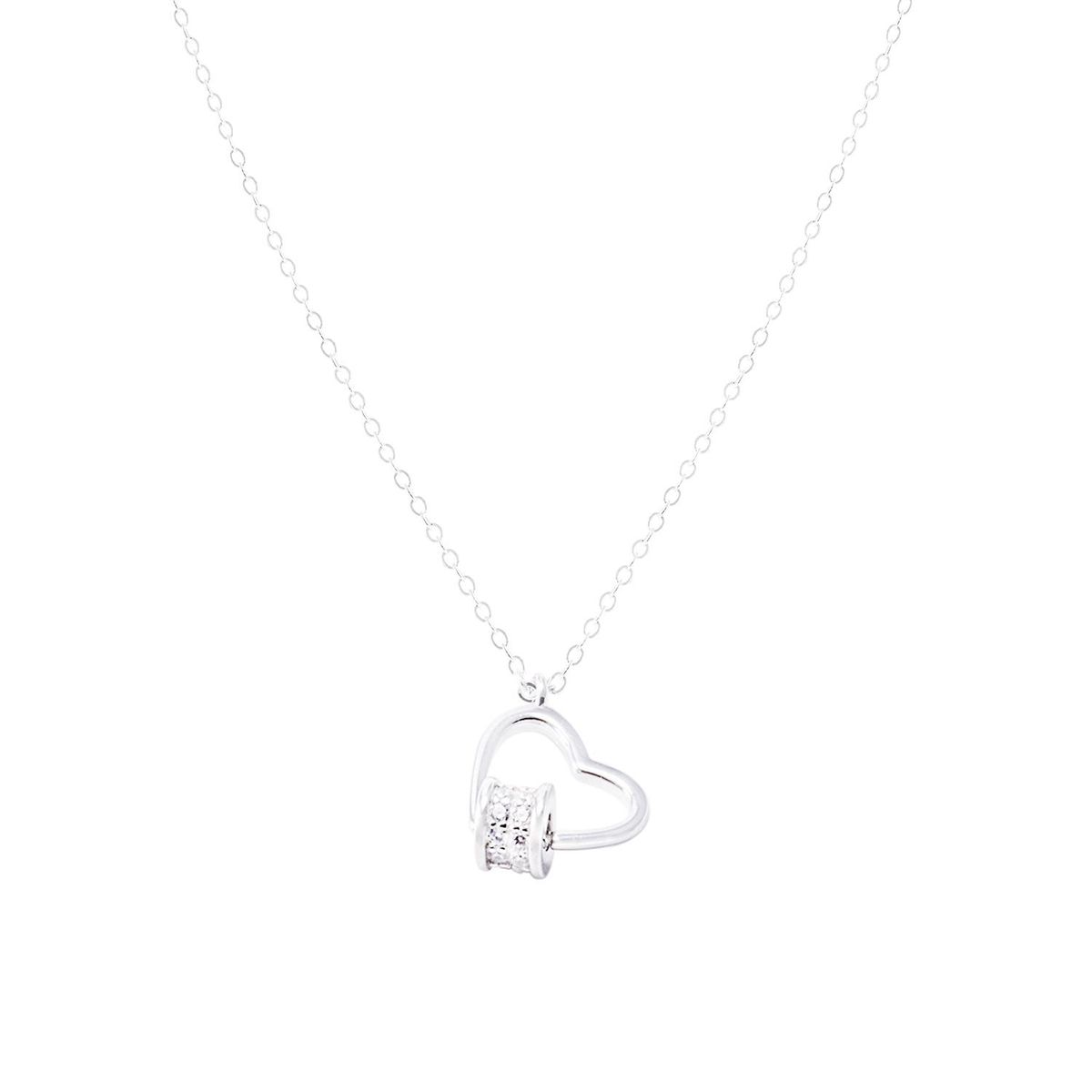JB JOYAS BARON - Collar Plata Esterlina 925 Corazón y Círculos Circonitas