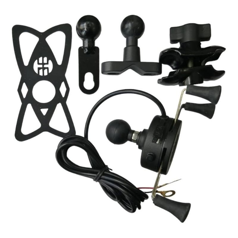 GENERICO - Soporte para celular en moto con carga USB integrada