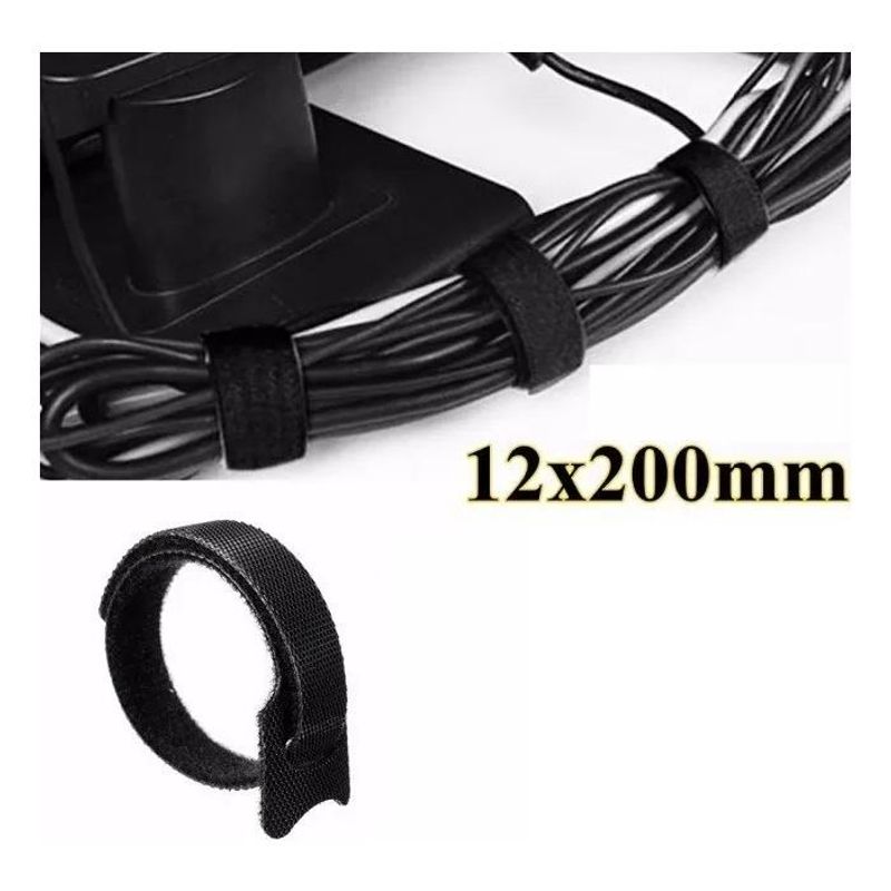 GENERICO - Correa Organizador de Cables Negra de Nylon Reutilizable 10 Pzas