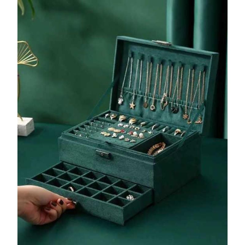 GENERICO - Elegante Estuche de Terciopelo para Joyería Multicapas