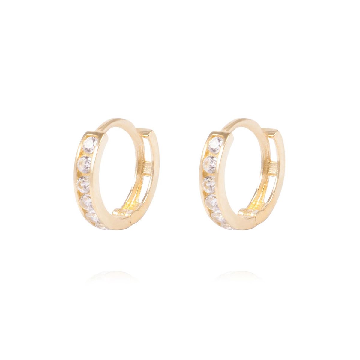 JB JOYAS BARON - Aros de Oro 18Kt Argolla Pequeñas Circon
