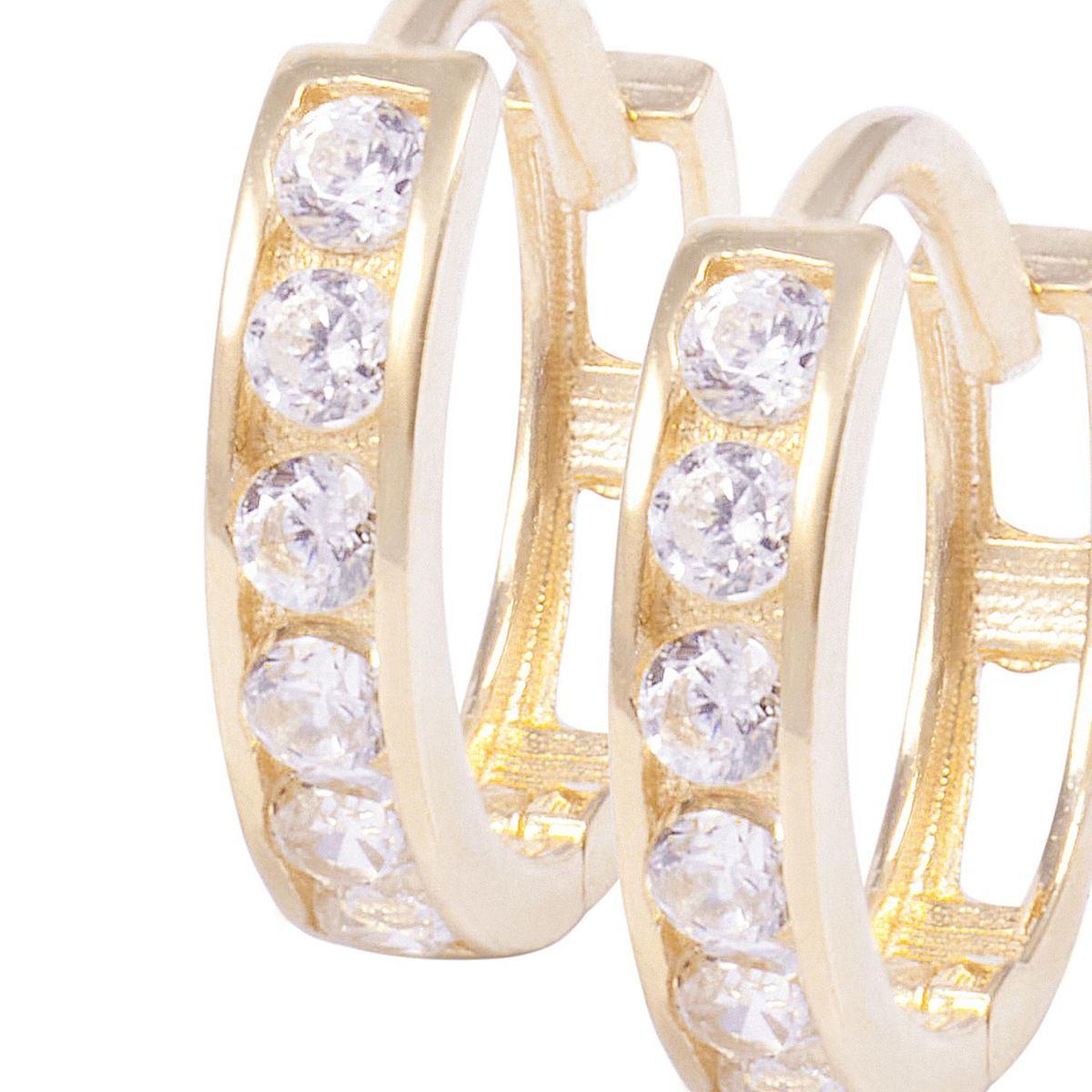 JB JOYAS BARON - Aros de Oro 18Kt Argolla Pequeñas Circon