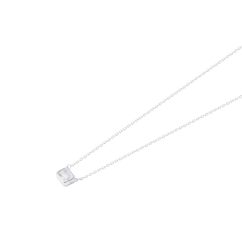 JB JOYAS BARON - Collar de Plata Esterlina 925 Rectángulo Circón