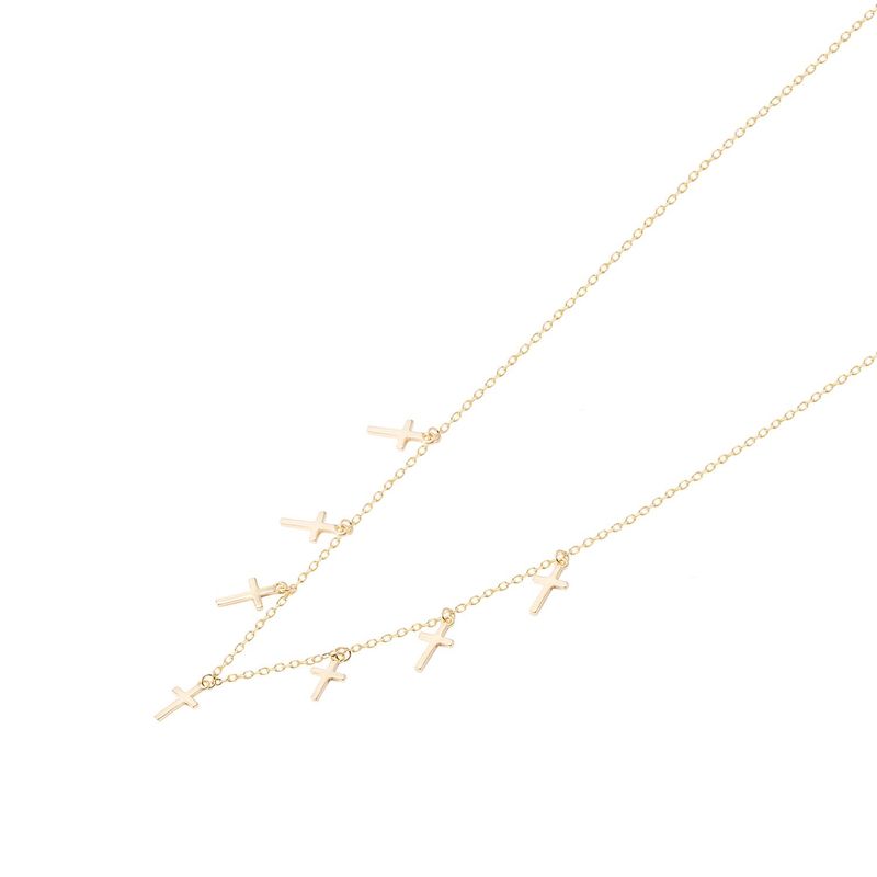 JB JOYAS BARON - Collar de Plata Esterlina 925 Choker Cruces Colgantes Revestido en 18Kt