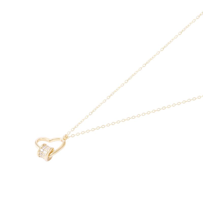 JB JOYAS BARON - Collar de Plata Esterlina 925 Corazón Círculos de Circón Giratorio Revestido de Oro 18kt
