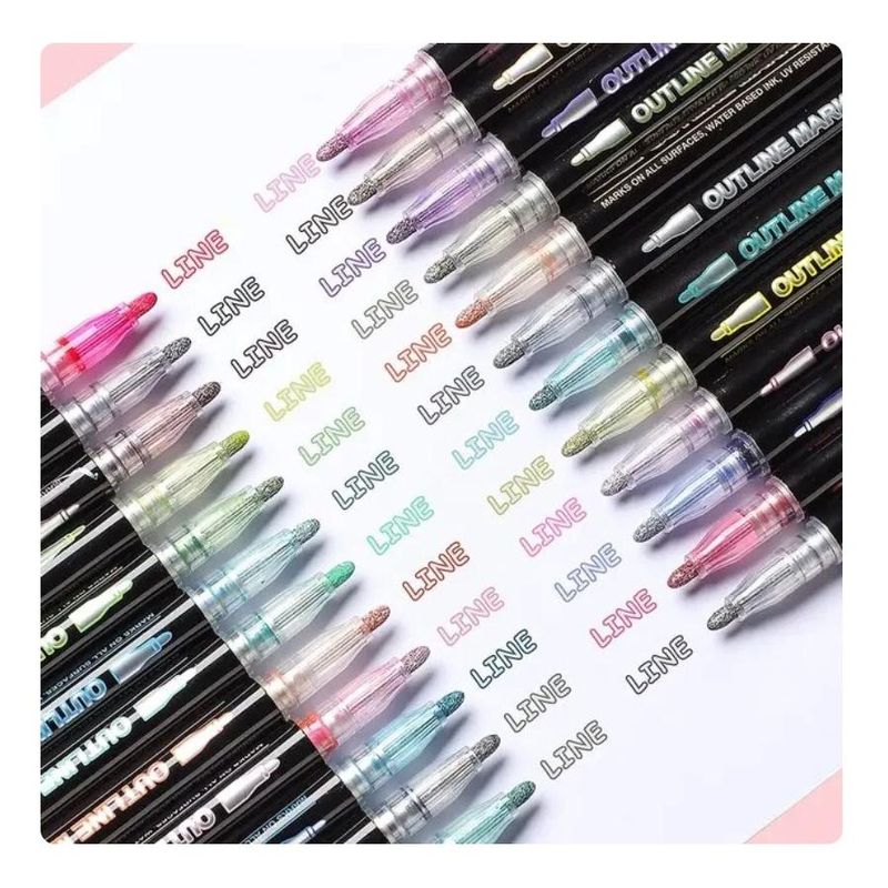GENERICO - Pack de 24 Marcadores Metálicos de Doble Color para Arte