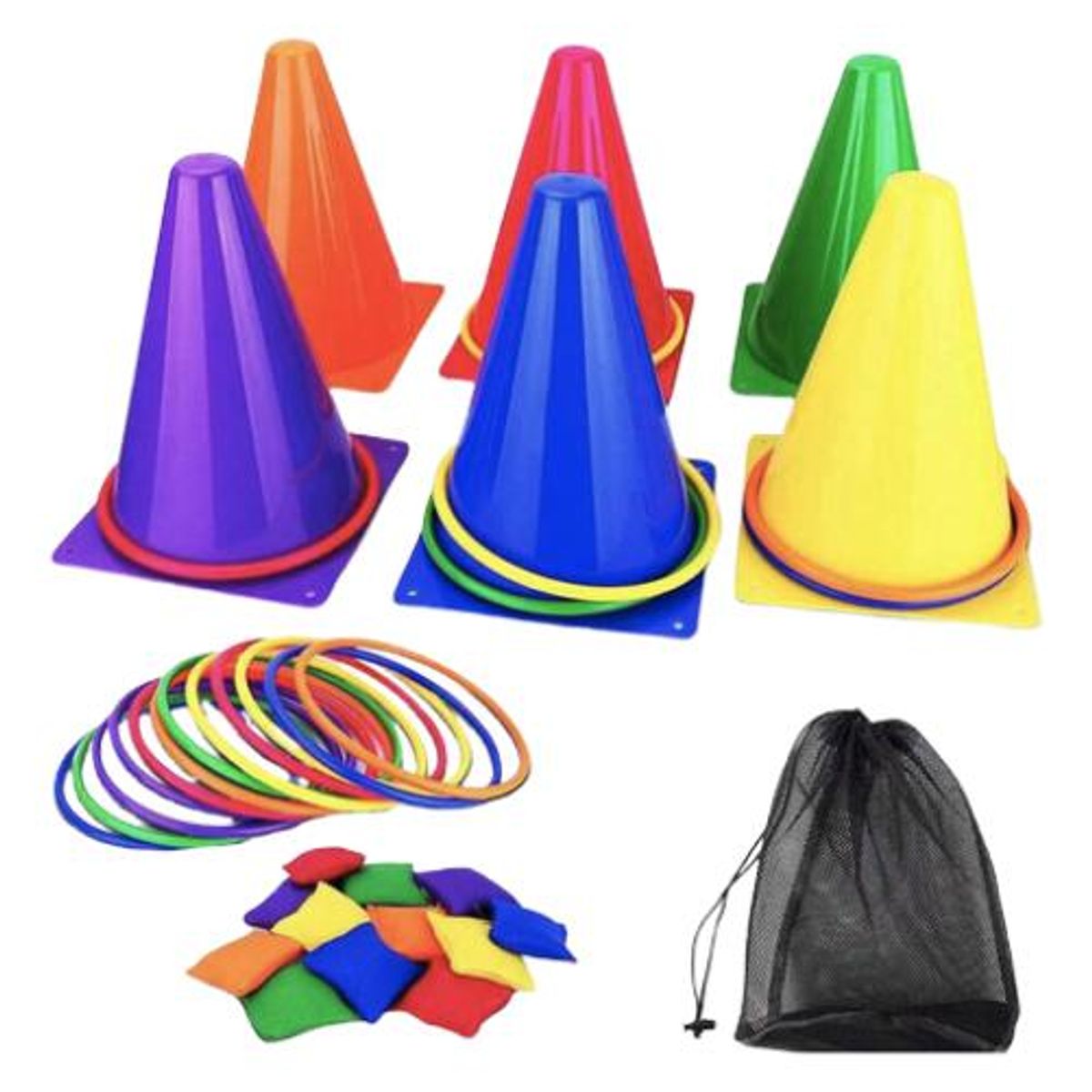 GENERICO - Kit Deportivo Conos Aros y Bolsas para Entrenamiento