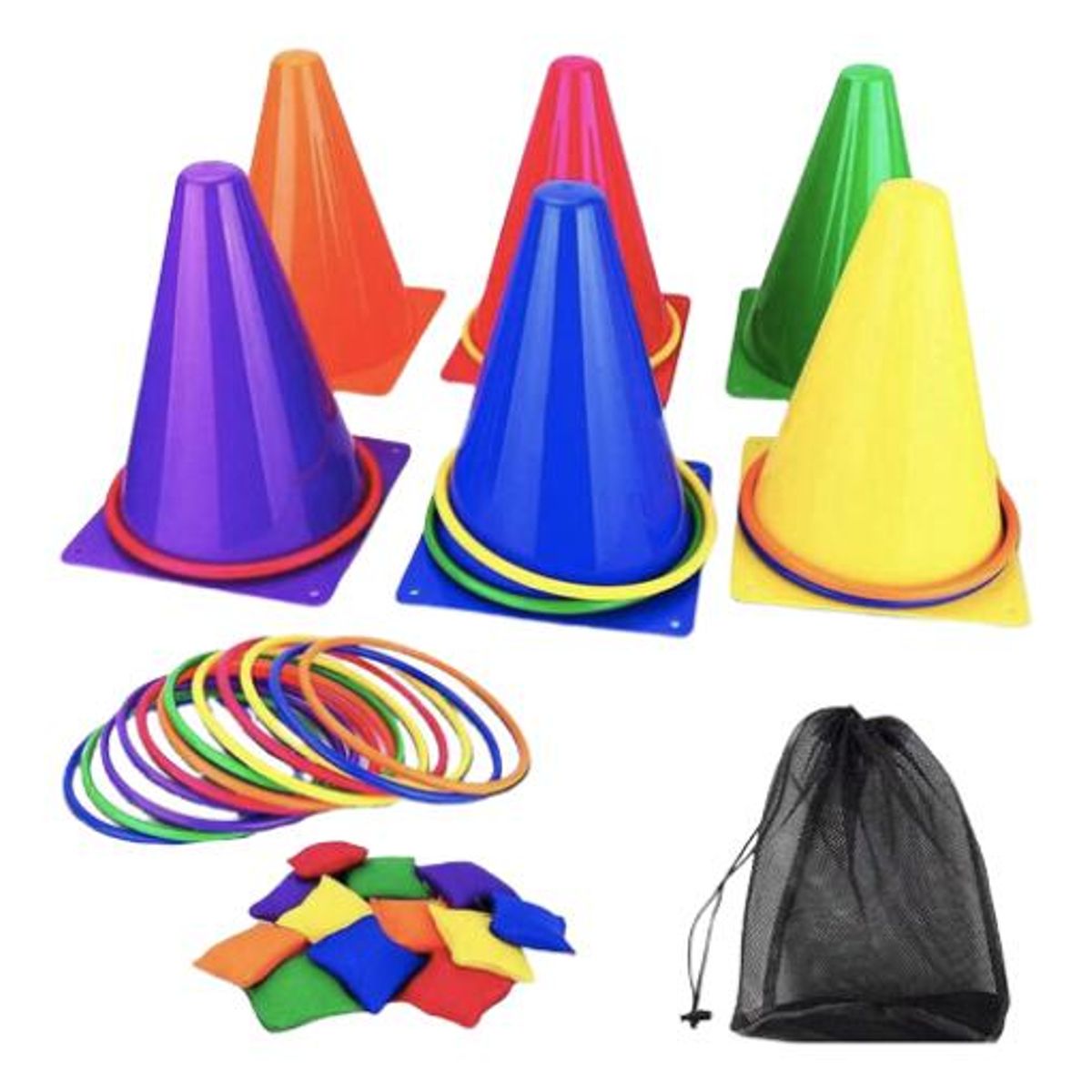 GENERICO - Kit Deportivo Conos Aros y Bolsas para Entrenamiento