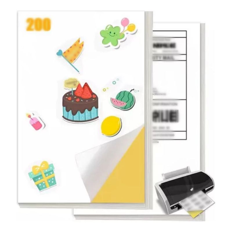 GENERICO - Papel Autoadhesivo A4 Mate para Impresión 200 Hojas