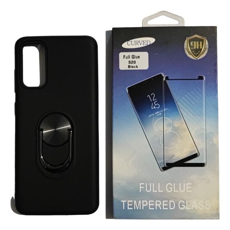 GENERICO - Funda Bumper TPU con Soporte y Lámina de Vidrio para S20