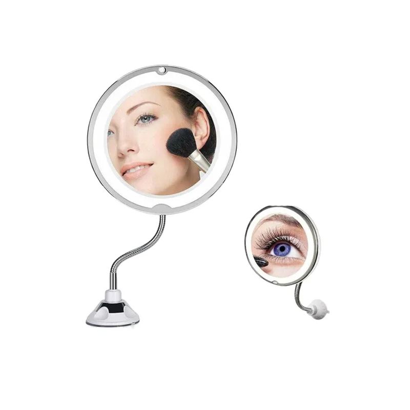 GENERICO - Espejo Flexible Plegable Luz Led Aumento 10x Redondo Jg-788