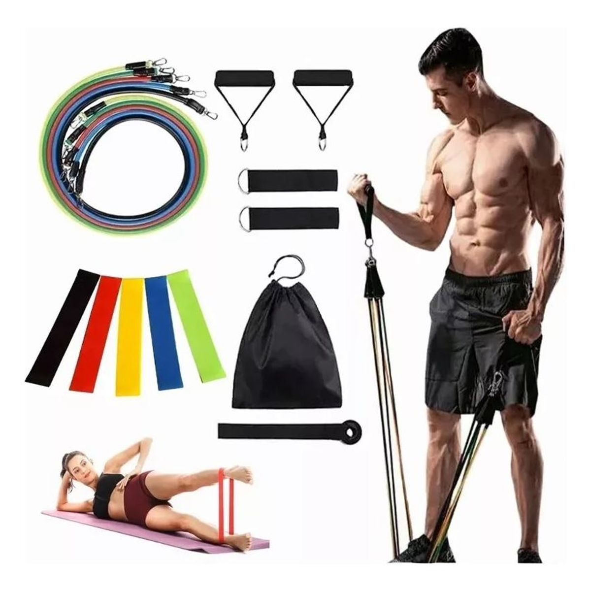 GENERICO - Kit de Bandas Elásticas de Resistencia para Ejercicios 16 Pz