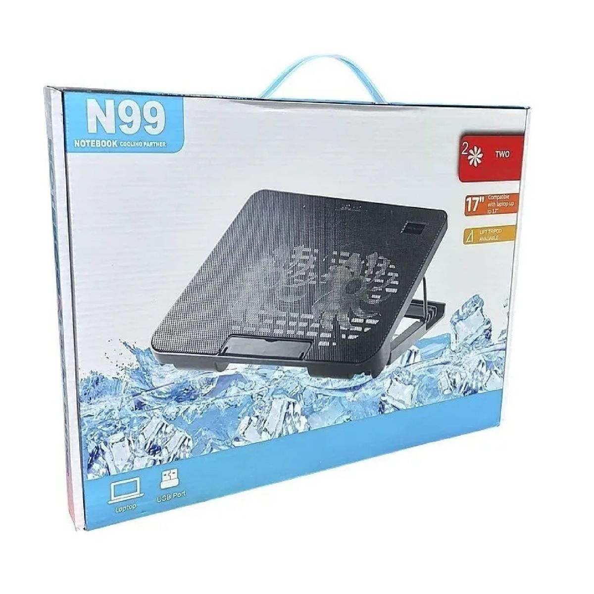 GENERICO - Soporte Notebook Cooler Ventilador Enfriador Pc Negro Led