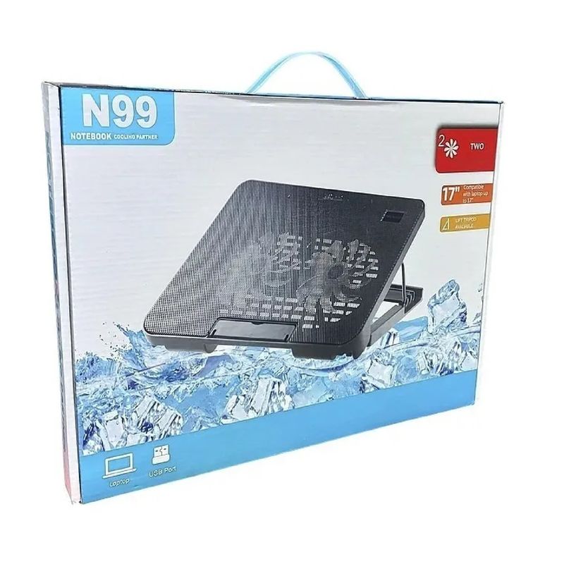 GENERICO - Soporte Notebook Cooler Ventilador Enfriador Pc Negro Led