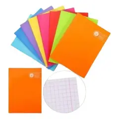 GENERICO - Pack de 8 Cuadernos Cuadriculados A5 Color Surtido 100 Hojas