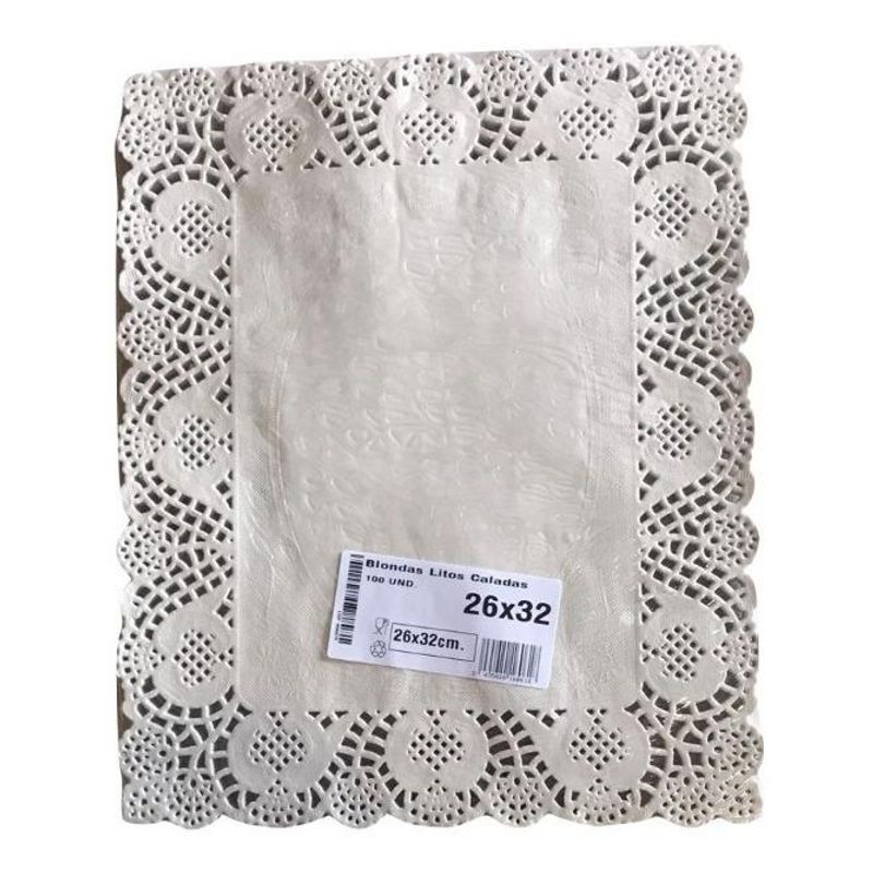GENERICO - Pack de 100 Blondas Rectangulares de Papel para Repostería
