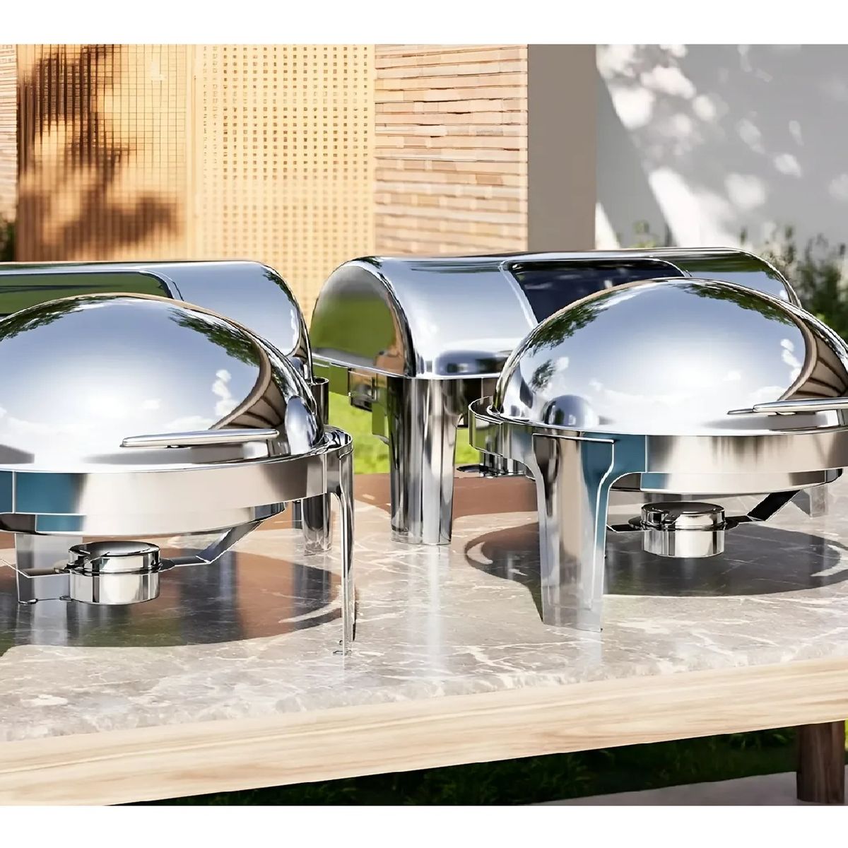 GENERICO - Chafer Bufetera Chafing Dish Buffet Vapor Chafer Redondo 5l