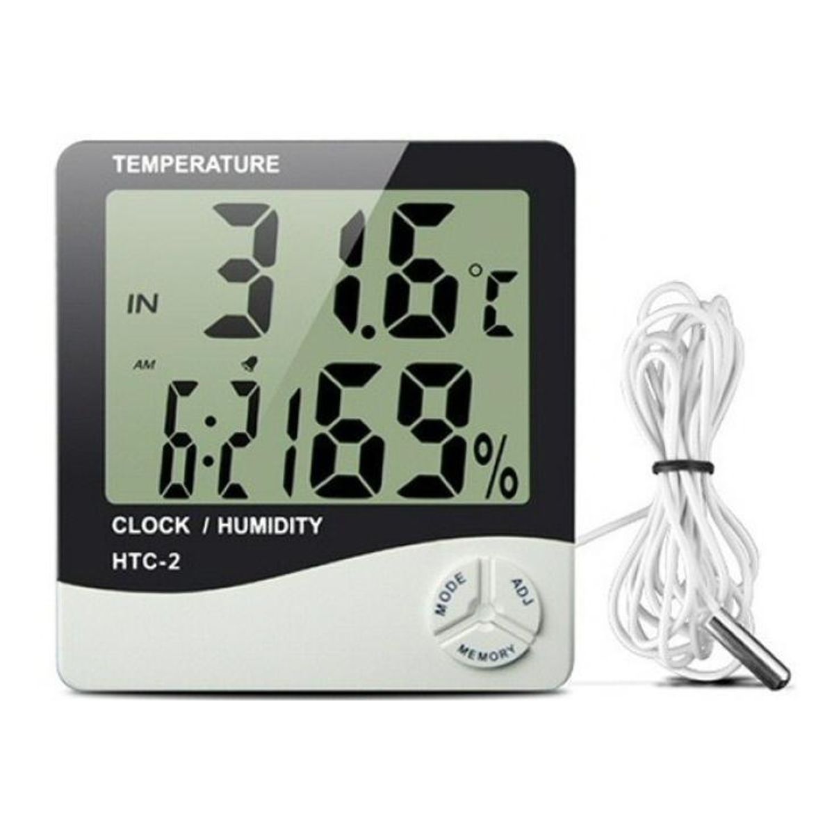 GENERICO - Termohigrómetro Portátil con Sondas y Reloj Integrado