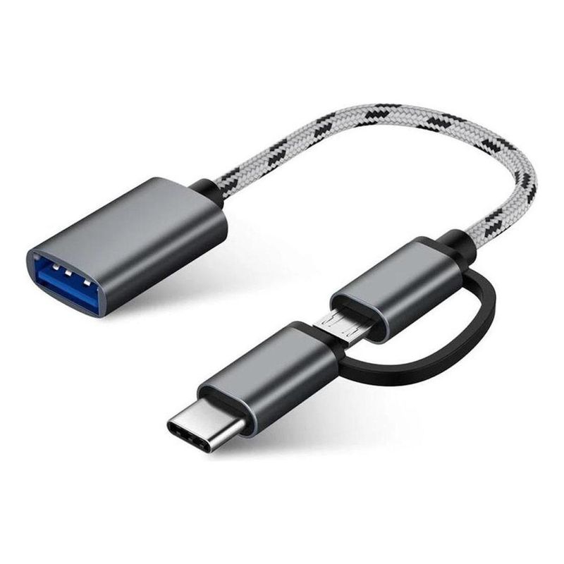 GENERICO - Adaptador USB OTG Dual Micro USB y Tipo C Metálico 30