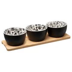 SECRET DE GOURMET - Set Tabla + 3 Posillos Aperitivo Black