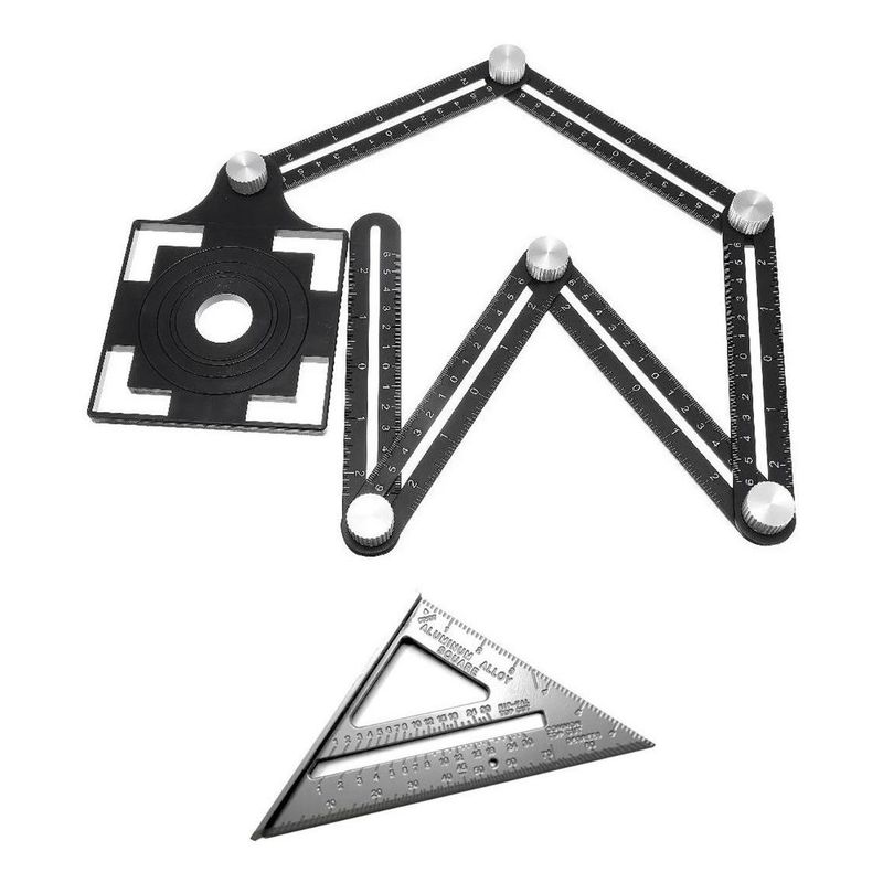 GENERICO - Regla Plegable y Escuadra Rápida de Aluminio Multiusos