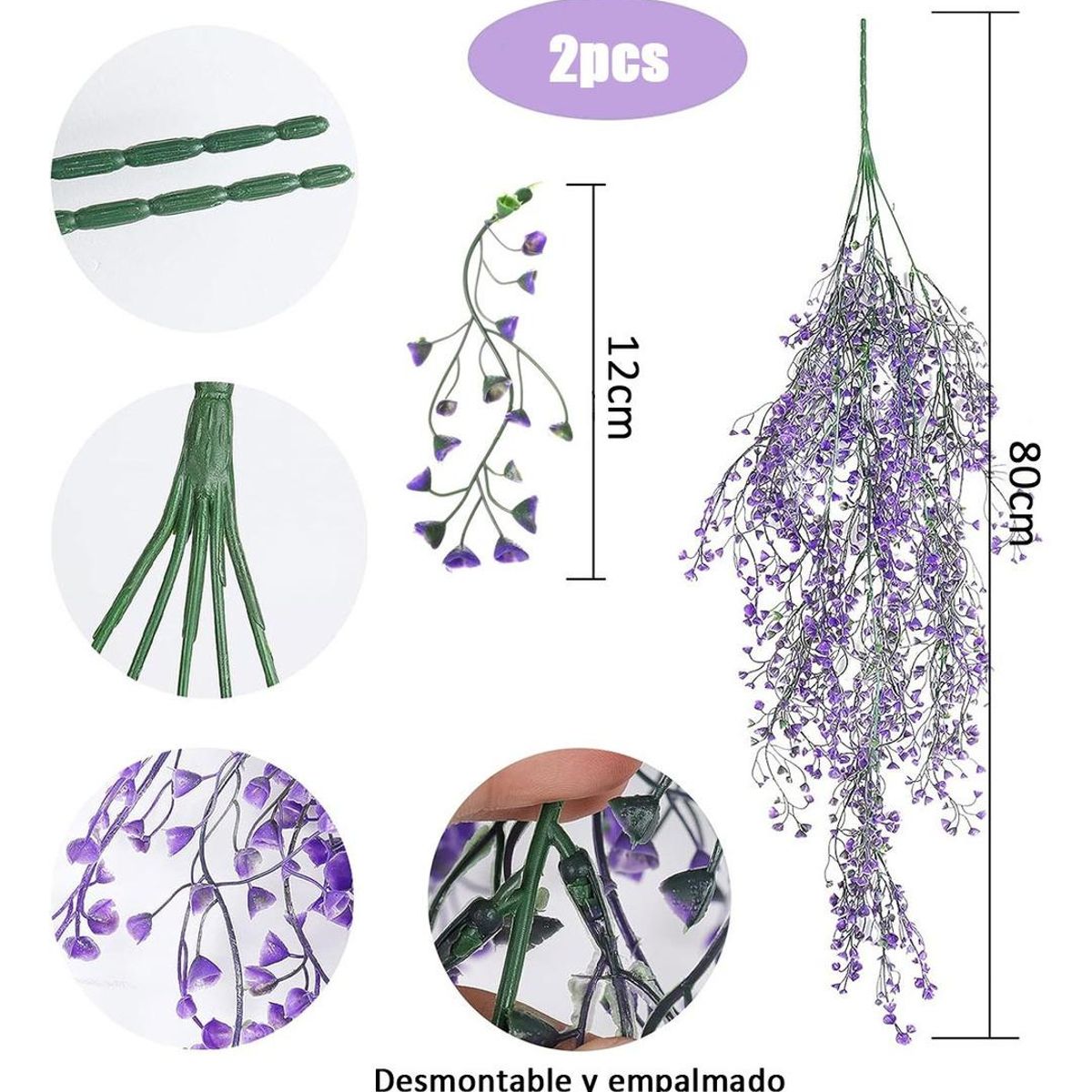 GENERICO - Enredaderas Artificiales de Flores Moradas para Decoración Elegante