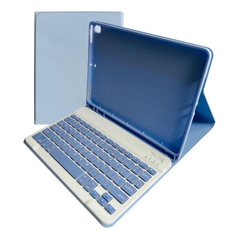 GENERICO - Funda Lila Con Teclado Español Para iPad 102 Con Soporte