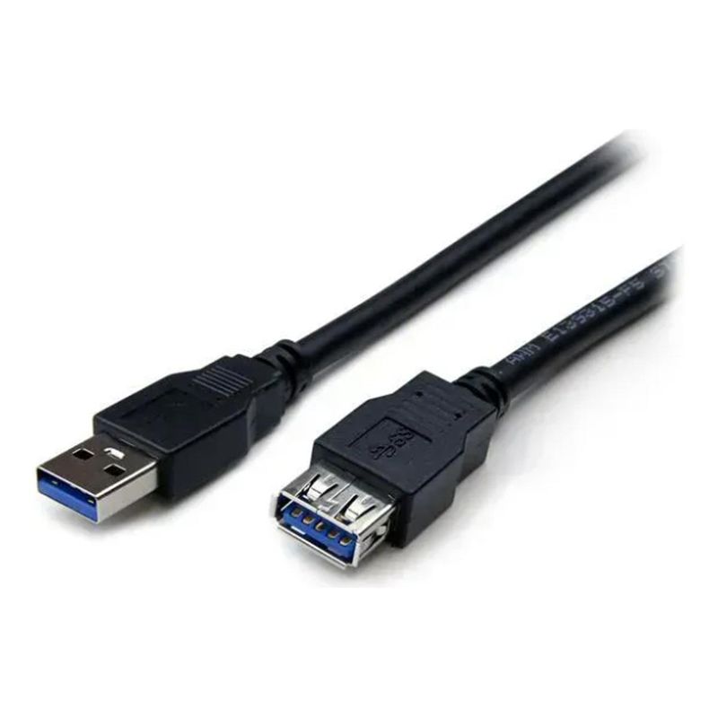 GENERICO - Cable USB Extensión Negro 5m para Conexiones Seguras