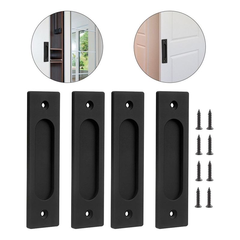 GENERICO - Manija Rectangular Empotrada para Puerta Corredera Negro