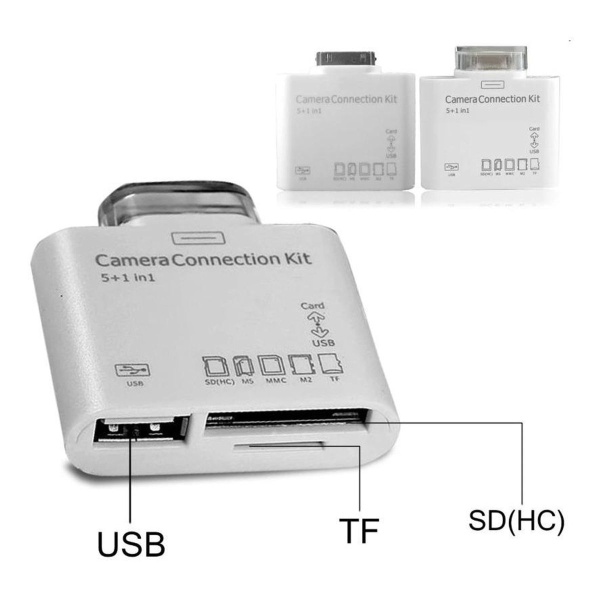 GENERICO - Kit Multifuncional 5 en 1 para iPad 1 2 y 3 Conectividad