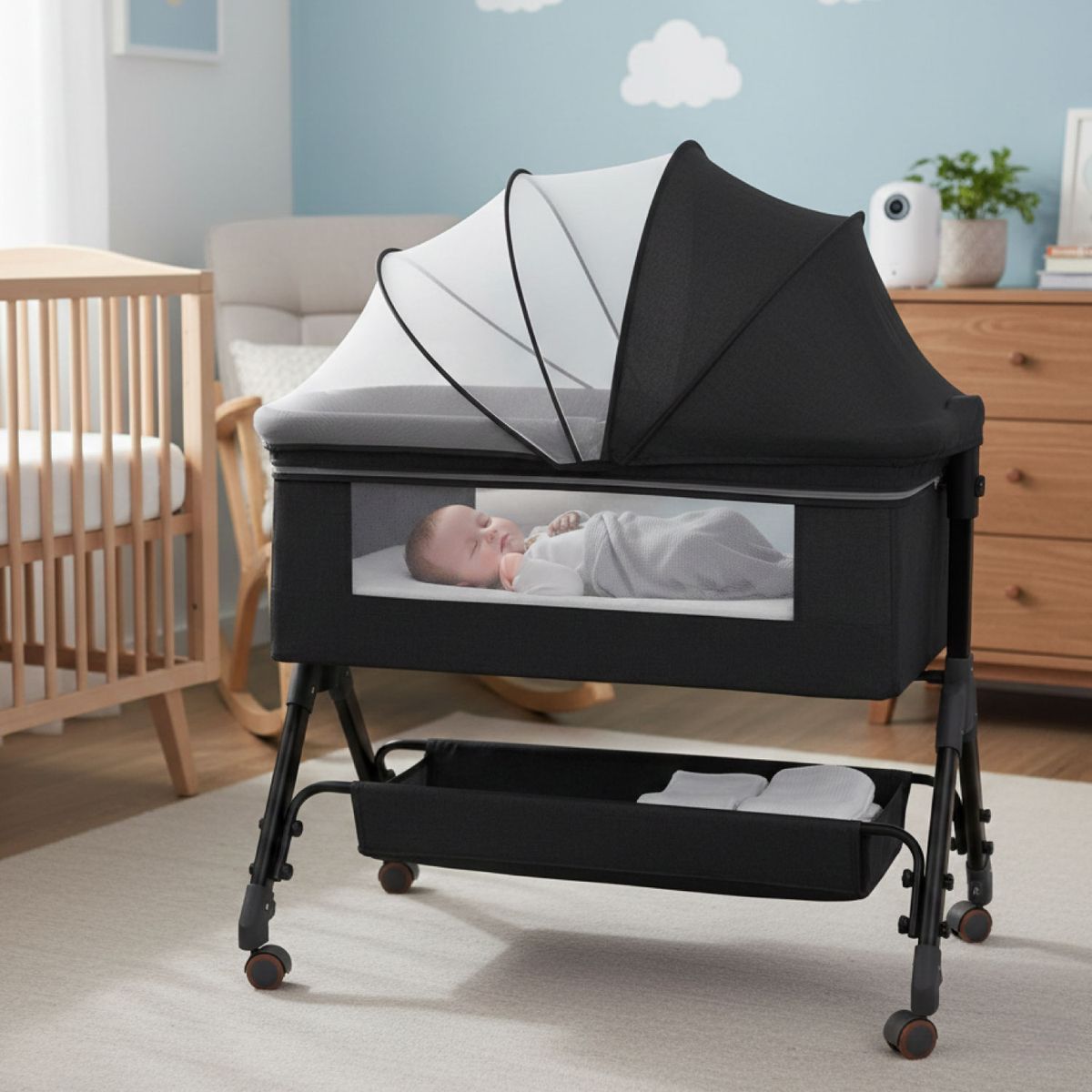 MON PETIT - Cuna Colecho Moises Bebe Altura Regulable Safe&soft