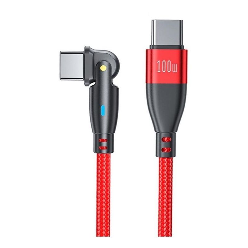 GENERICO - Cable USB-C 180° Rotatorio 18m Carga Rápida 100W Rojo