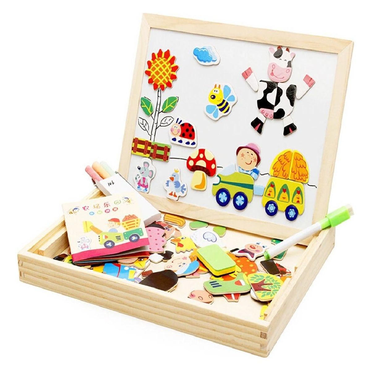 GENERICO - Pizarra Didáctica Magnética 2 En 1 para Crear y Jugar