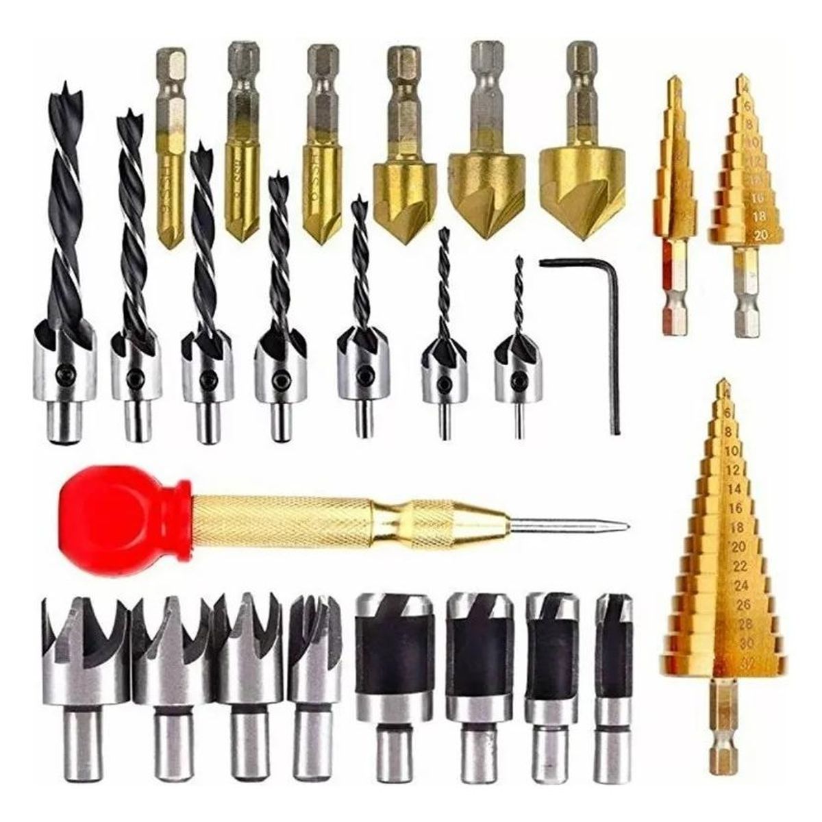 GENERICO - Juego Completo de 26 Piezas para Perforación en Madera