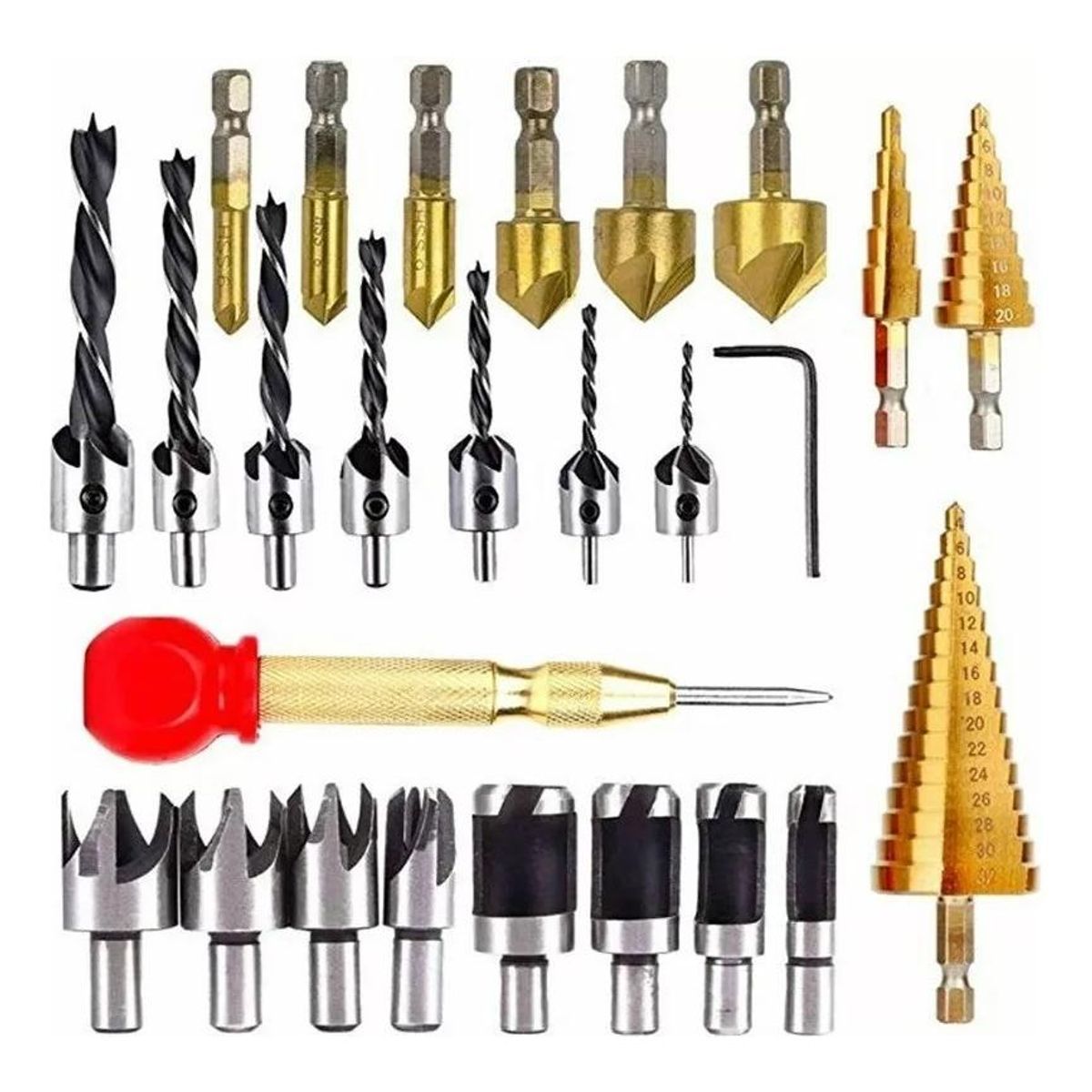 GENERICO - Juego Completo de 26 Piezas para Perforación en Madera