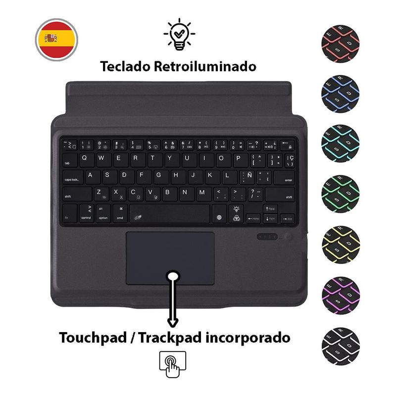 GENERICO - Funda Teclado Bluetooth con Trackpad para iPad y iPad Pro